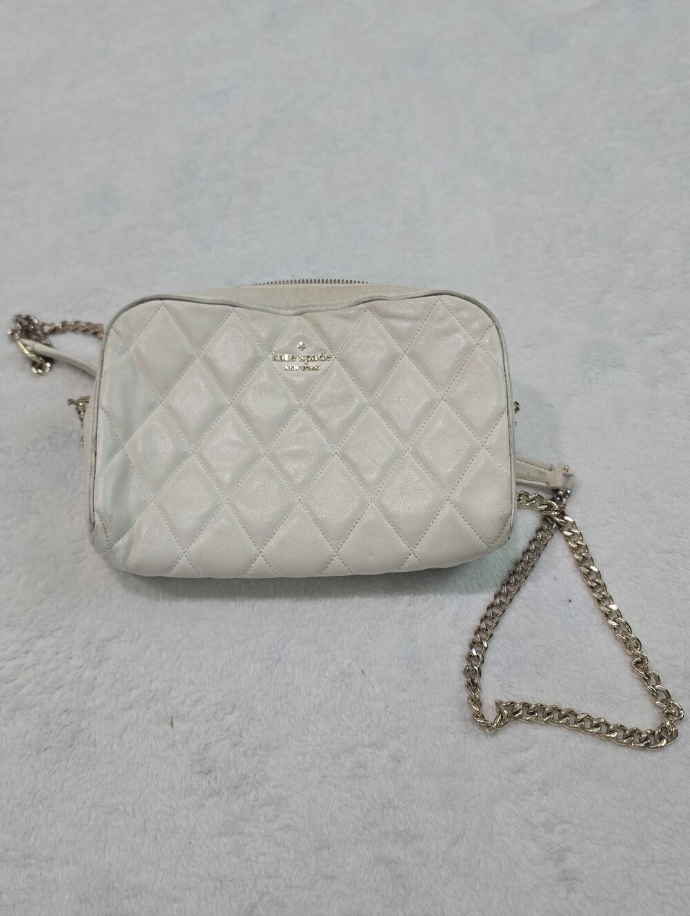 Kate Spade Purse Crossbody Carey Quilted Mini Camera Bag In "Meringue" Colorway